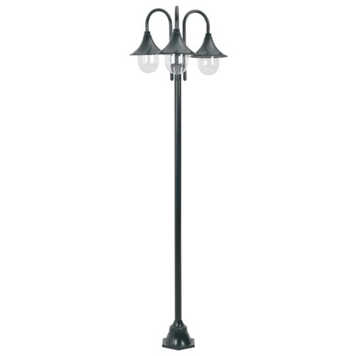 Garden Post Light E27 220 cm Aluminium 3-Lantern