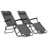 Folding Sun Loungers 2 pcs with Footrests Steel