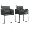 Outdoor Chairs with Pillows Poly Rattan Black