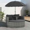 Garden Bed with Parasol Poly Rattan