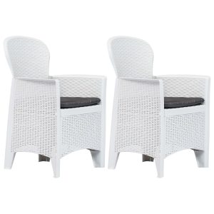 Garden Chairs 2 pcs with Cushion Plastic Rattan Look