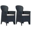 Garden Chairs 2 pcs with Cushion Plastic Rattan Look