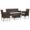 4 Piece Garden Lounge Set With Cushions Poly Rattan