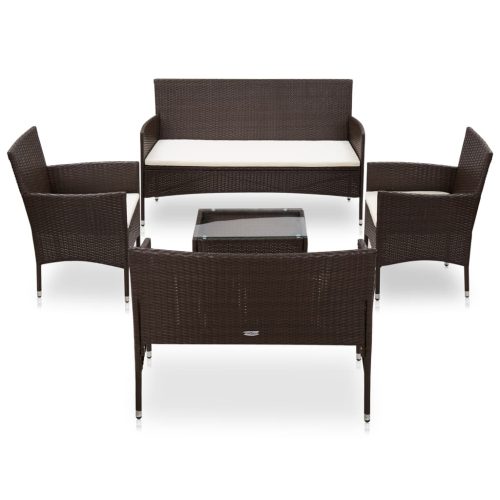 5 Piece Garden Lounge Set With Cushions Poly Rattan
