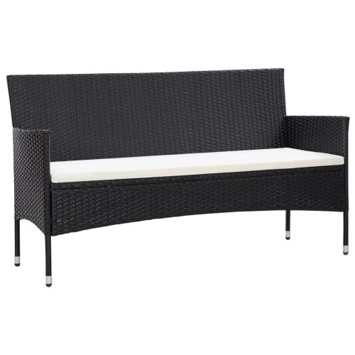 3-Seater Garden Sofa with Cushions Poly Rattan