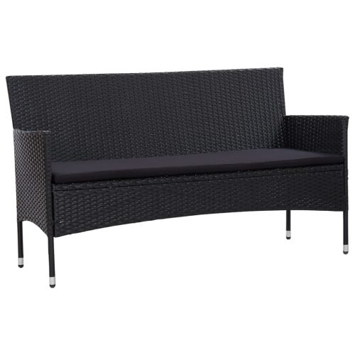 3-Seater Garden Sofa with Cushions Poly Rattan