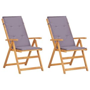 Reclining Garden Chairs 2 pcs Solid Acacia Wood