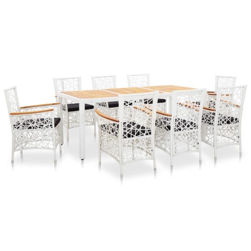 Outdoor Dining Set Poly Rattan White