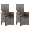 Reclining Garden Chairs 2 pcs with Cushions Poly Rattan
