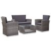 Garden lounge set with Cushions Poly Rattan