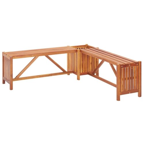 Garden Bench with 2 Planters Solid Acacia Wood