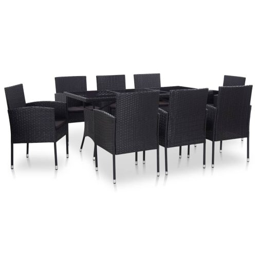 Outdoor Dining Set Poly Rattan Black