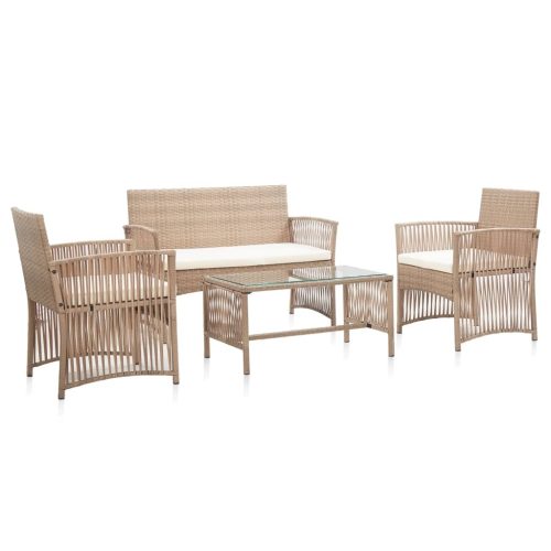 4 Piece Garden Lounge Set with Cushion Poly Rattan
