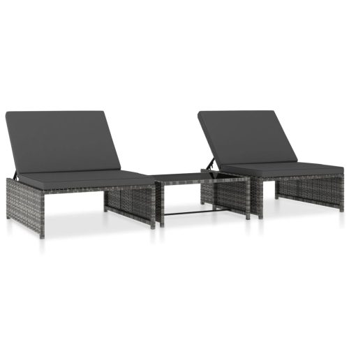Sun Loungers 2 pcs with Table Poly Rattan
