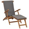 Deck Chair with Cushion Solid Teak Wood