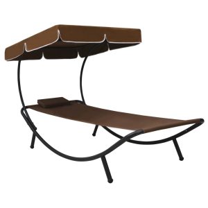 Outdoor Lounge Bed with Canopy & Pillow