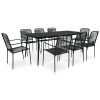 Outdoor Dining Set Cotton Rope and Steel Black
