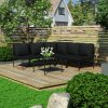 Garden Lounge Set with Cushions Black PVC