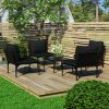 Garden Lounge Set with Cushions Black PVC