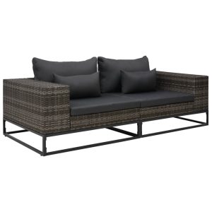 Garden Sofa Set with Cushions Poly Rattan Grey