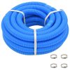 Pool Hose with Clamps Blue
