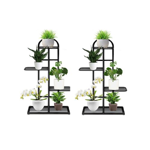 Black Metal Plant Stand Flowerpot Display Shelf Rack Indoor Home Office Decor