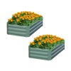 Square Galvanised Raised Garden Bed Vegetable Herb Flower Outdoor Planter Box