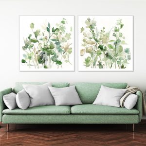 Sage Garden By Carol Robinson 2 Sets White Frame Canvas Wall Art