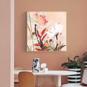 Native Floral Gold Frame Canvas Wall Art