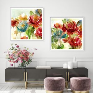 Rosewater Garden By Carol Robinson 2 Sets White Frame Canvas Wall Art