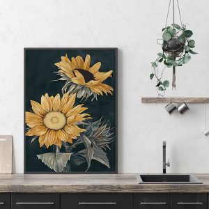 Sunflowers Black Frame Canvas Wall Art