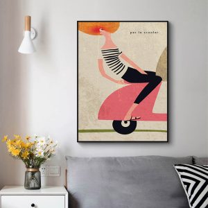 Scooter Black Frame Canvas Wall Art