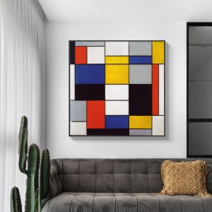 Large Composition A By Piet Mondrian Black Frame Canvas Wall Art