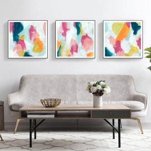 Colourful 3 Sets Black Frame Canvas Wall Art