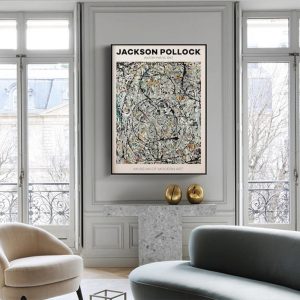 Jackson Pollock Exhibition III Black Frame Canvas Wall Art