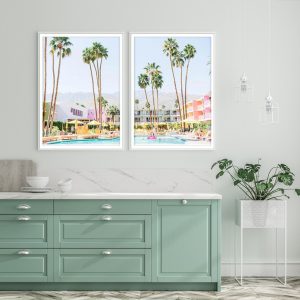 Saguaro Hotel 2 Sets White Frame Canvas Wall Art