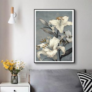 Floral Lily II Black Frame Canvas Wall Art