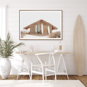 Surf Cabin Wood Frame Canvas Wall Art