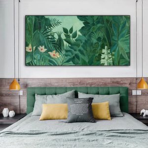 The Equatorial Jungle Green Forest By Henri Rousseau Black Frame Canvas Wall Art