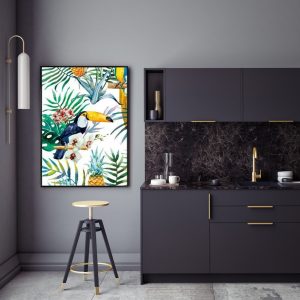 Toucan plants Black Frame Canvas Wall Art