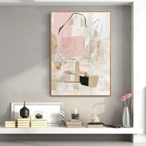 Abstract Pink Gold Frame Canvas Wall Art