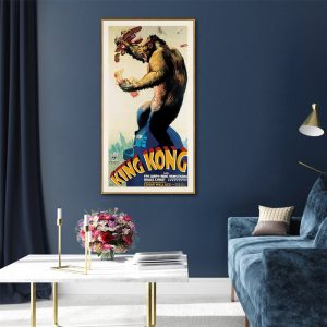 King Kong 1933 Gold Frame Canvas Wall Art