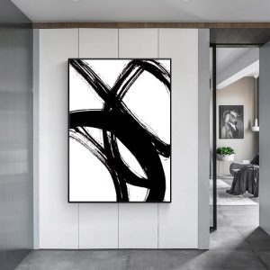 Minimalist Black Artwork Black Frame Canvas Wall Art