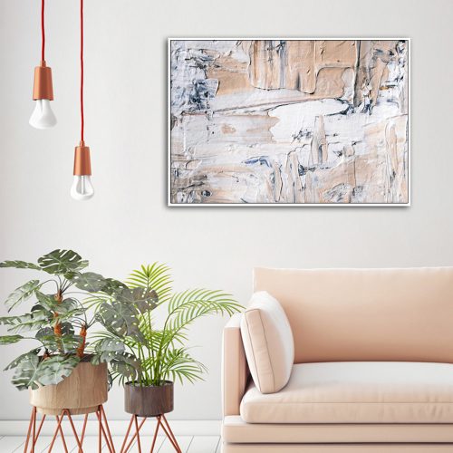 Modern Abstract Oil Painting Style White Frame Canvas Wall Art