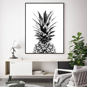 Pineapple Black Frame Canvas Wall Art