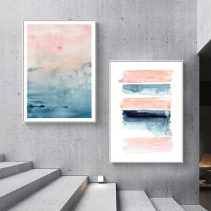 Abstract Pink 2 Sets White Frame Canvas Wall Art