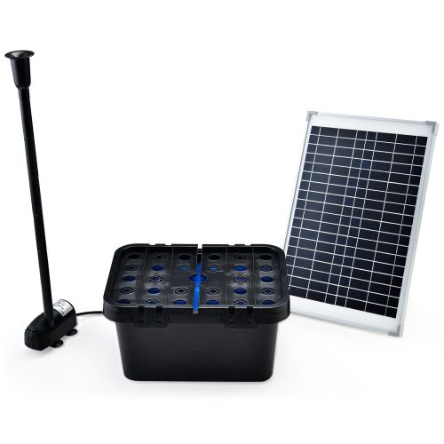 PROTEGE Solar Powered Water Fountain Pump Pond Kit with Eco Filter Box