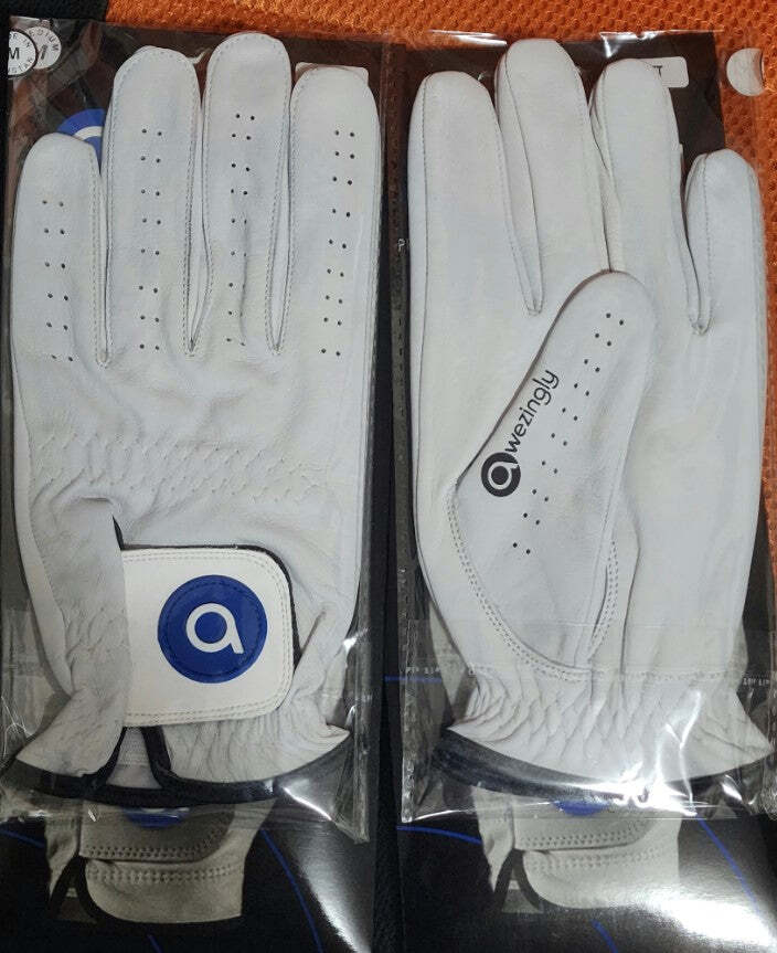 Awezingly Premium Quality Cabretta Leather Golf Glove for Men - White