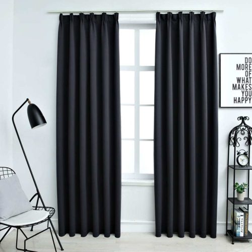 Blackout Curtains with Hooks 2 pcs 140×245 cm