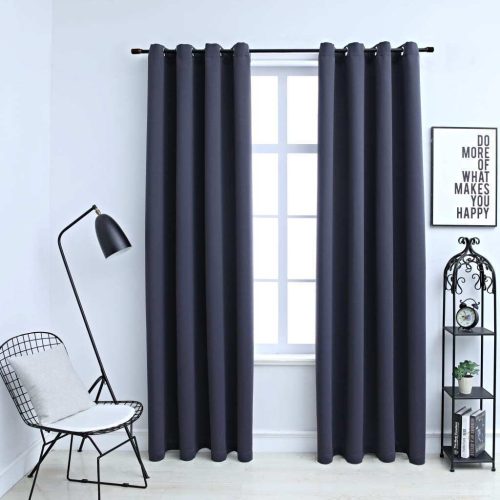 Blackout Curtains with Metal Rings 2 pcs 140×245 cm